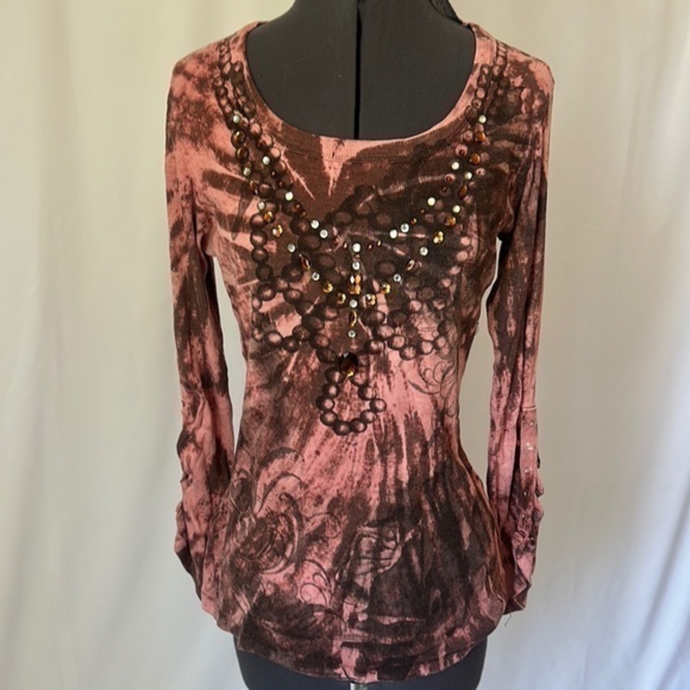 IDI by Matthew top Embellished salmon and Brown XL
